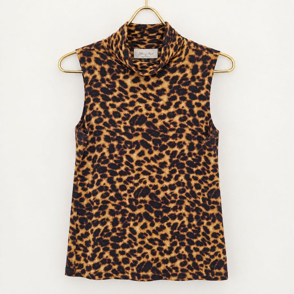 Jillian Nicole Women M Y2K Leopard Print Sleeveless Cowl Neck Stretch Top